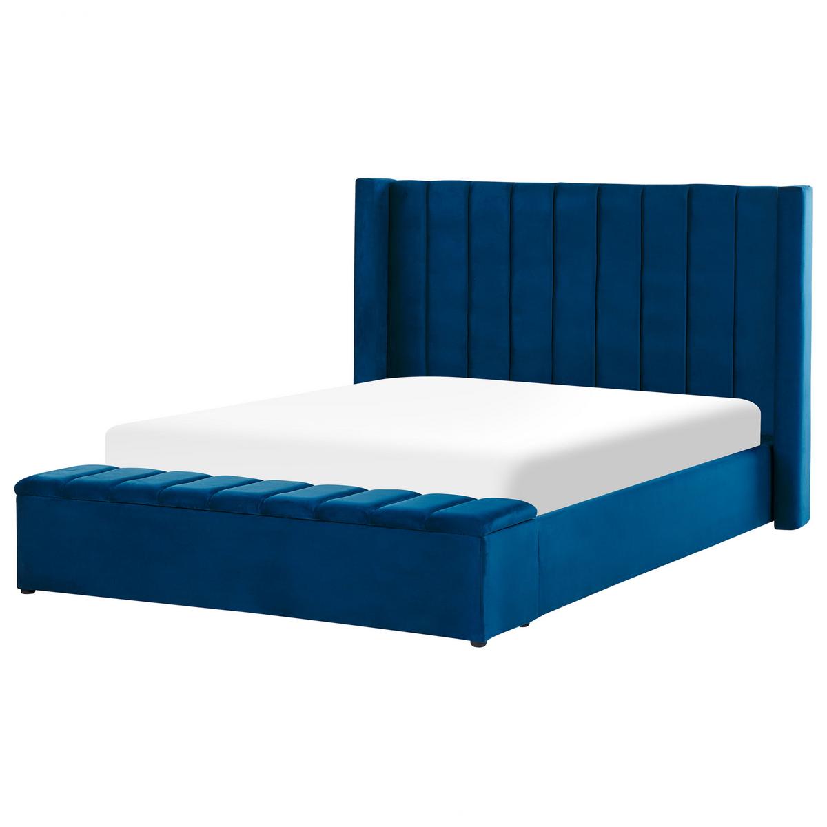 POLSTERBETT 160/200cm Marineblau Noyers - Blau, Textil (160/200cm) - Beliani