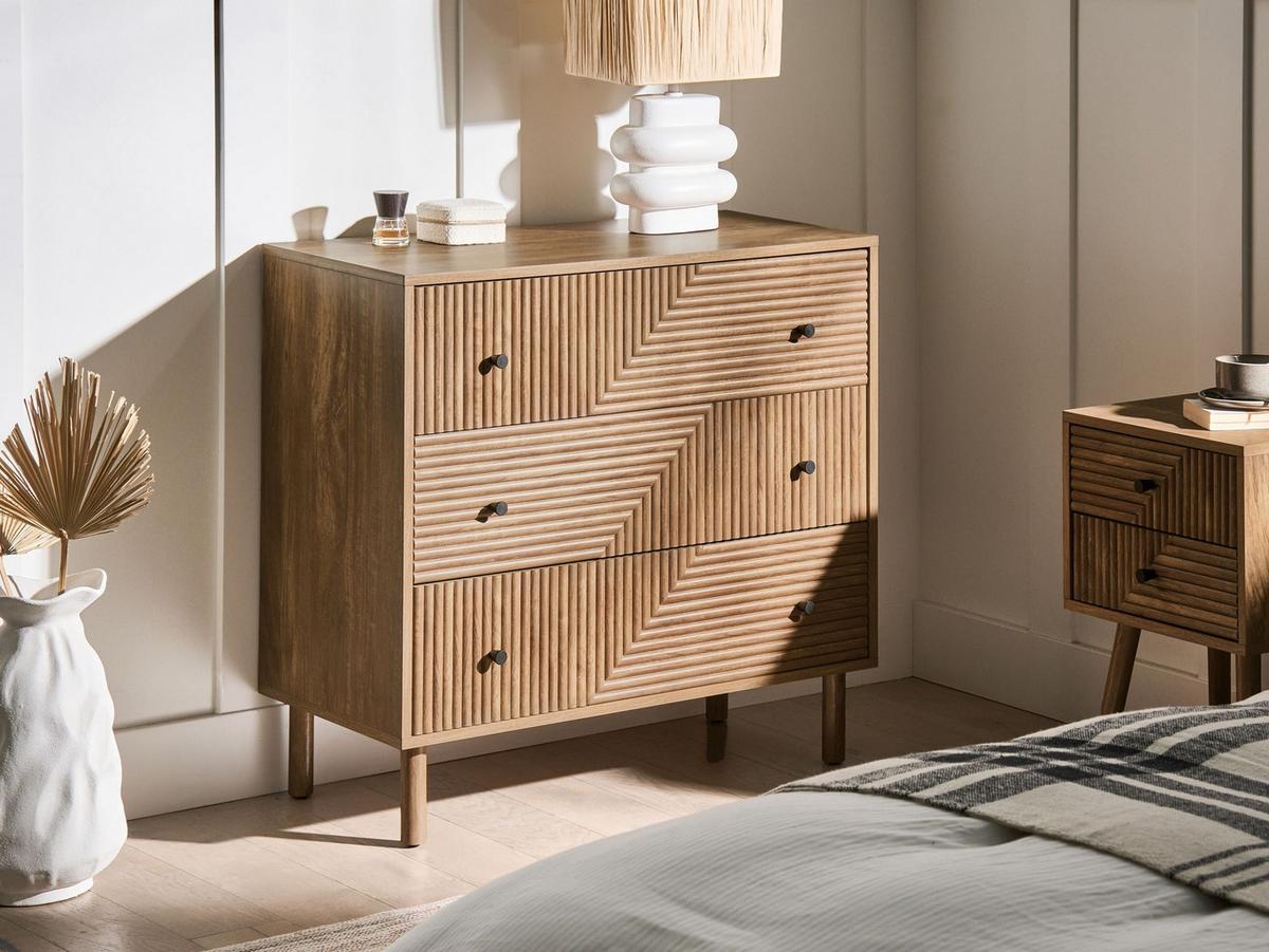 KOMMODE mit 3 Schubladen Hellbraun Ronge - Hellbraun, Holzwerkstoff (80/77/40cm) - Beliani