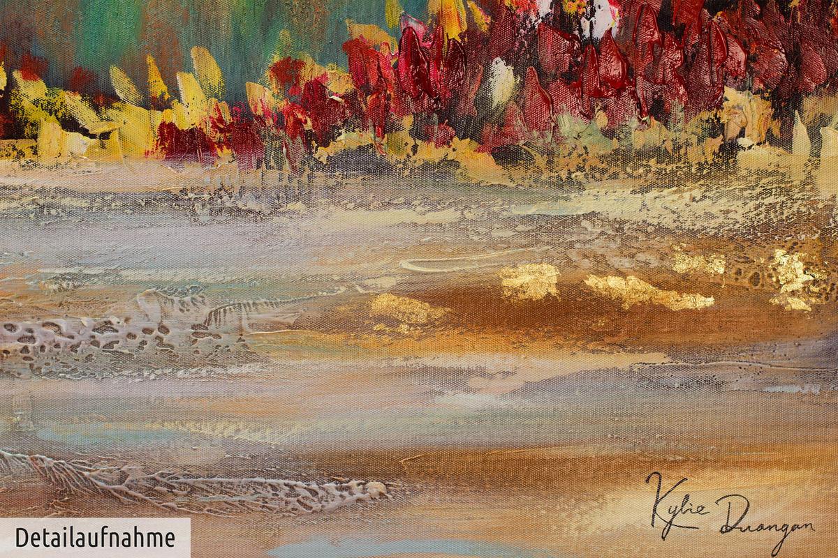 ACRYLBILD HANDGEMALT 120/60 cm - Blau/Rot, Holz/Textil (120/60cm) - KUNSTLOFT