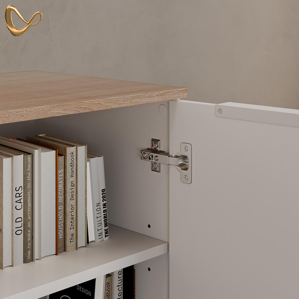 KOMMODE Piave Weiß/Sonoma mit 2 Türen - Weiß/Sonoma Eiche, Holzwerkstoff (80/50/40cm) - Livinity®