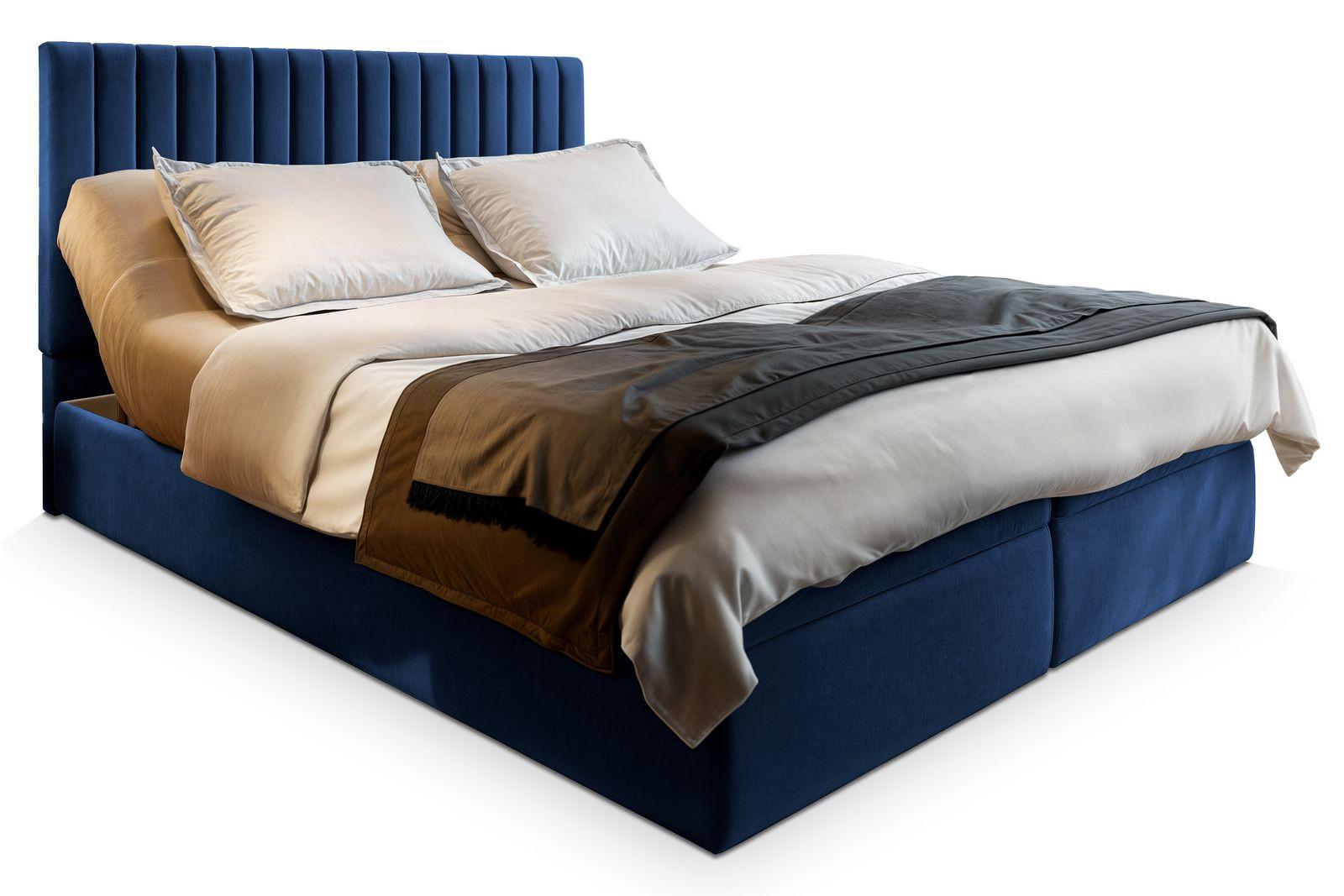 BOXBETT MURLO 140x200 cm mit Matratze und Topper - Blau - Blau, Holz (140/200cm) - MASSENO