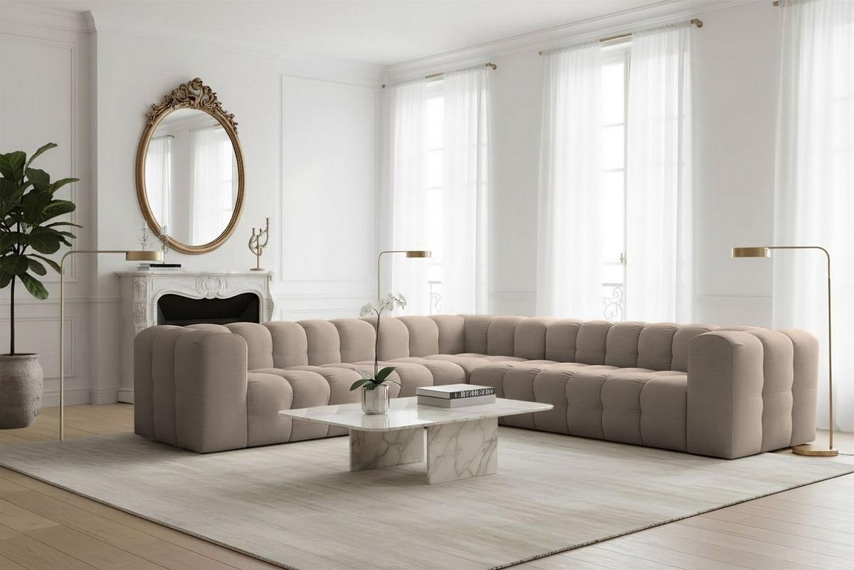 ECKSOFA Solvie In Tiffani - Taupe, Holzwerkstoff/Textil (300/300cm) - Fun Möbel