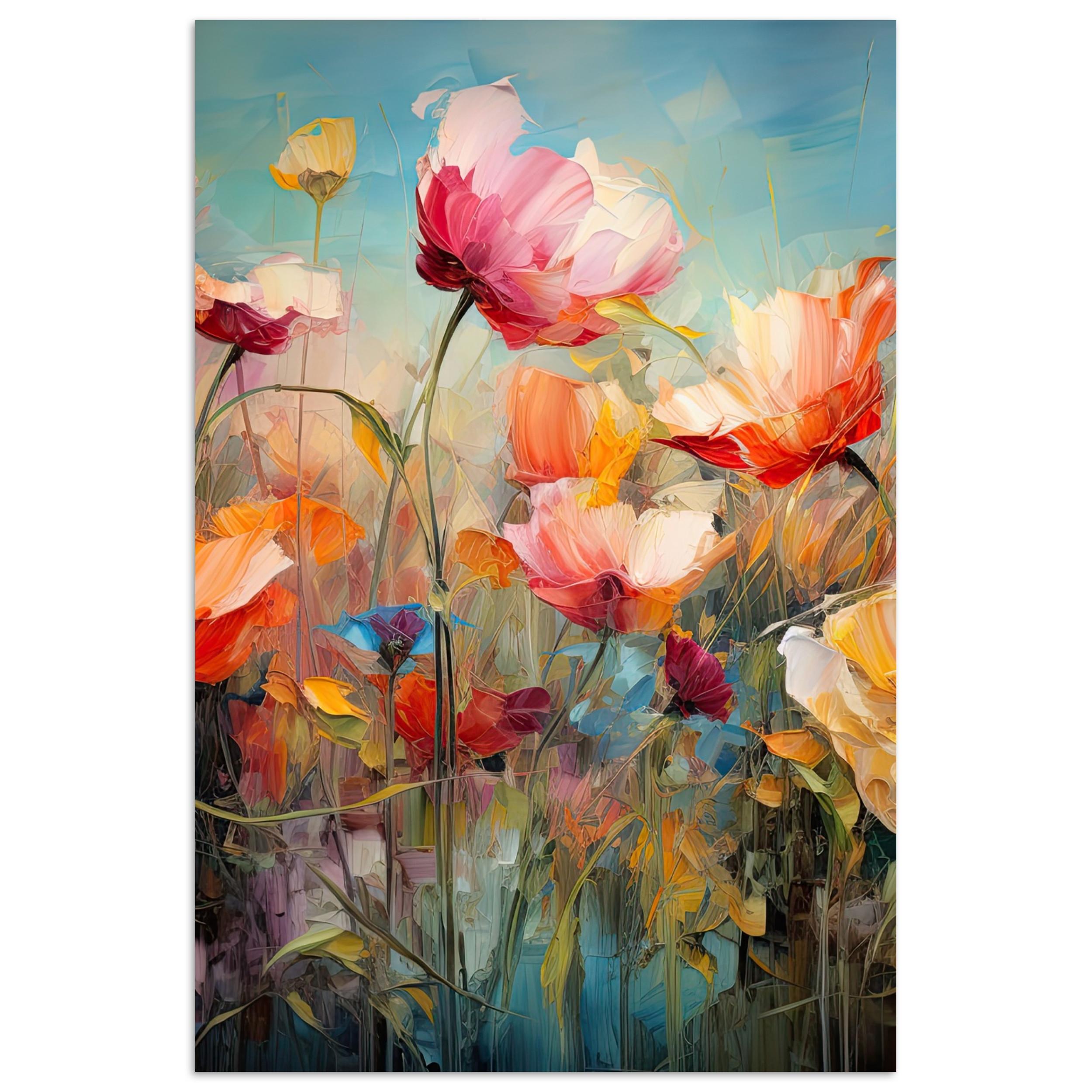 POSTER Blumen - Aquarell - Kunst - Botanisch - Natur Wanddeko 40x60 cm - Orange, Papier (40/60/0.1cm) - MuchoWow