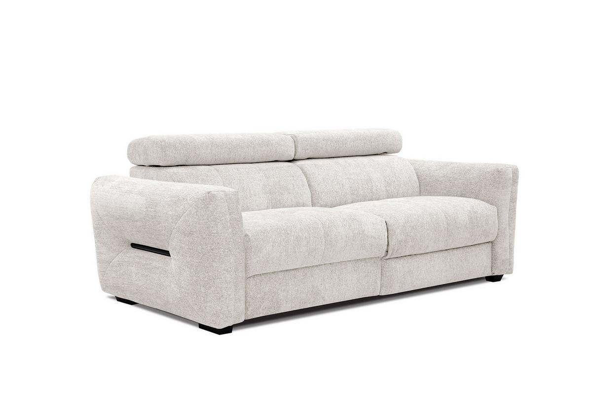 SOFA CALVERA 3-Sitzer mit 1 Relaxfunktion, weiß - Weiß, Holzwerkstoff/Textil (204/79/106cm) - Wozimo