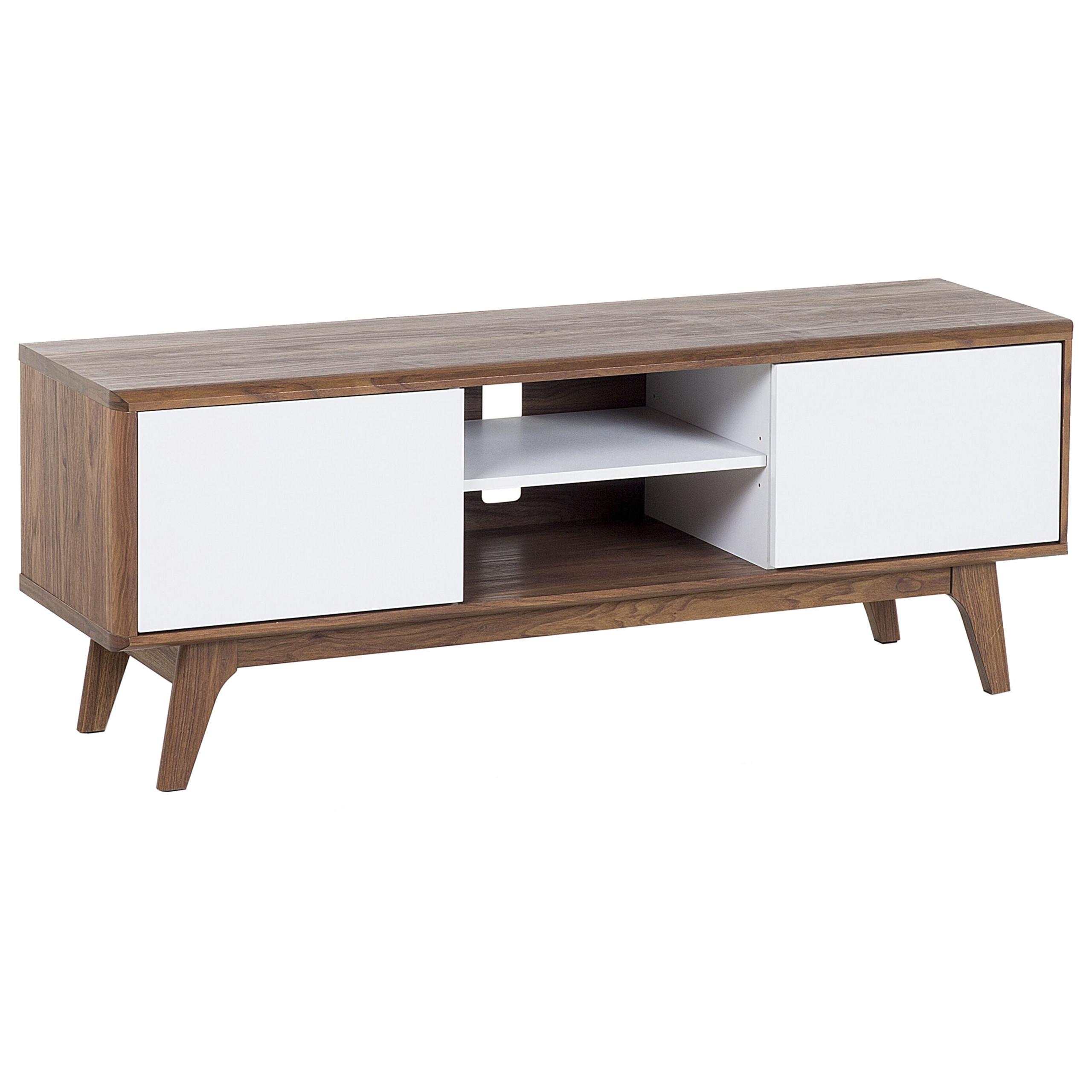 TV-MÖBEL Dunkelbraun, Weiß ROCHESTER 40/142/53 cm - Dunkelbraun, Holzwerkstoff (142/53/40cm) - Beliani