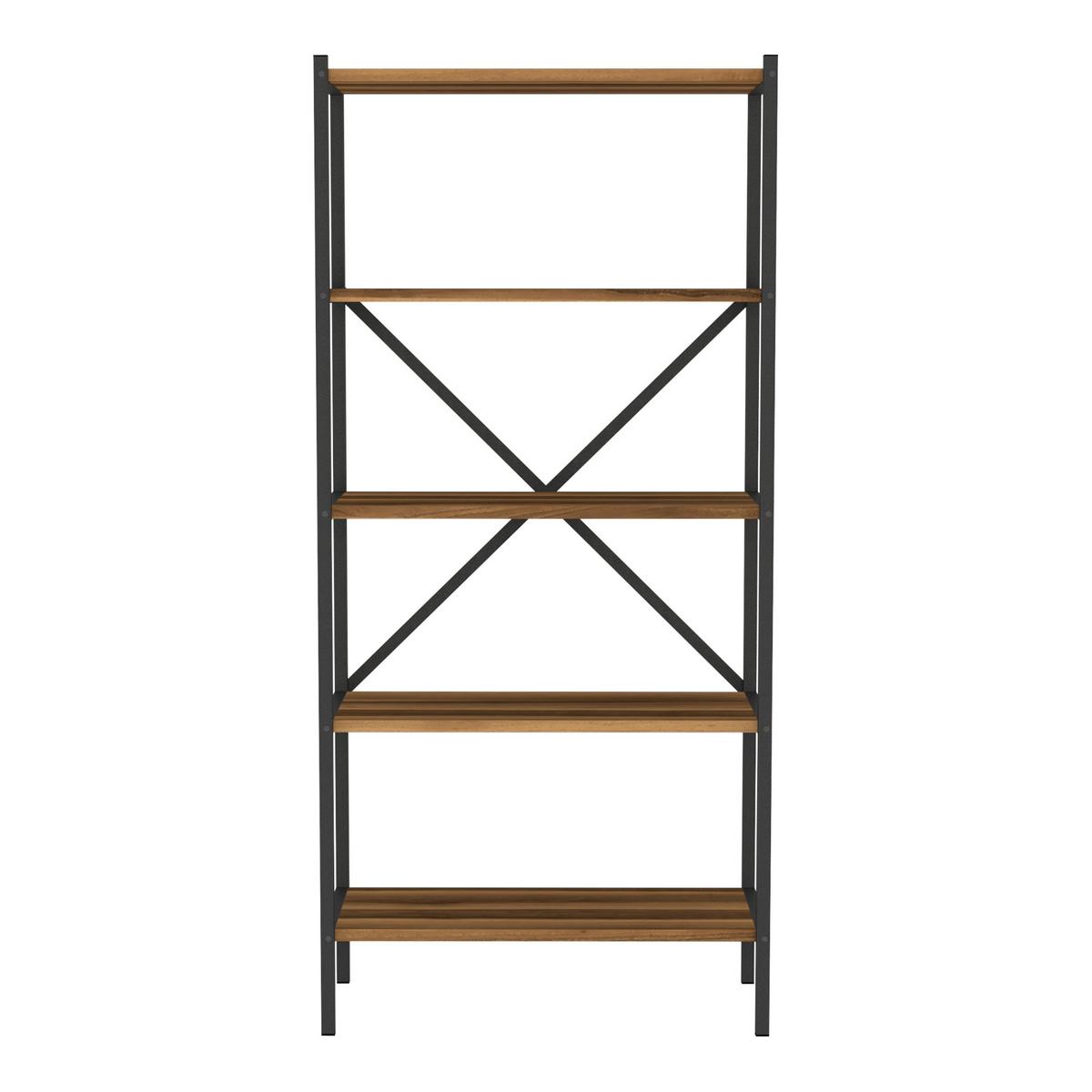 STANDREGAL Tomelilla - Anthrazit/Walnussfarben, Holzwerkstoff/Metall (66/160/34cm) - [en.casa]