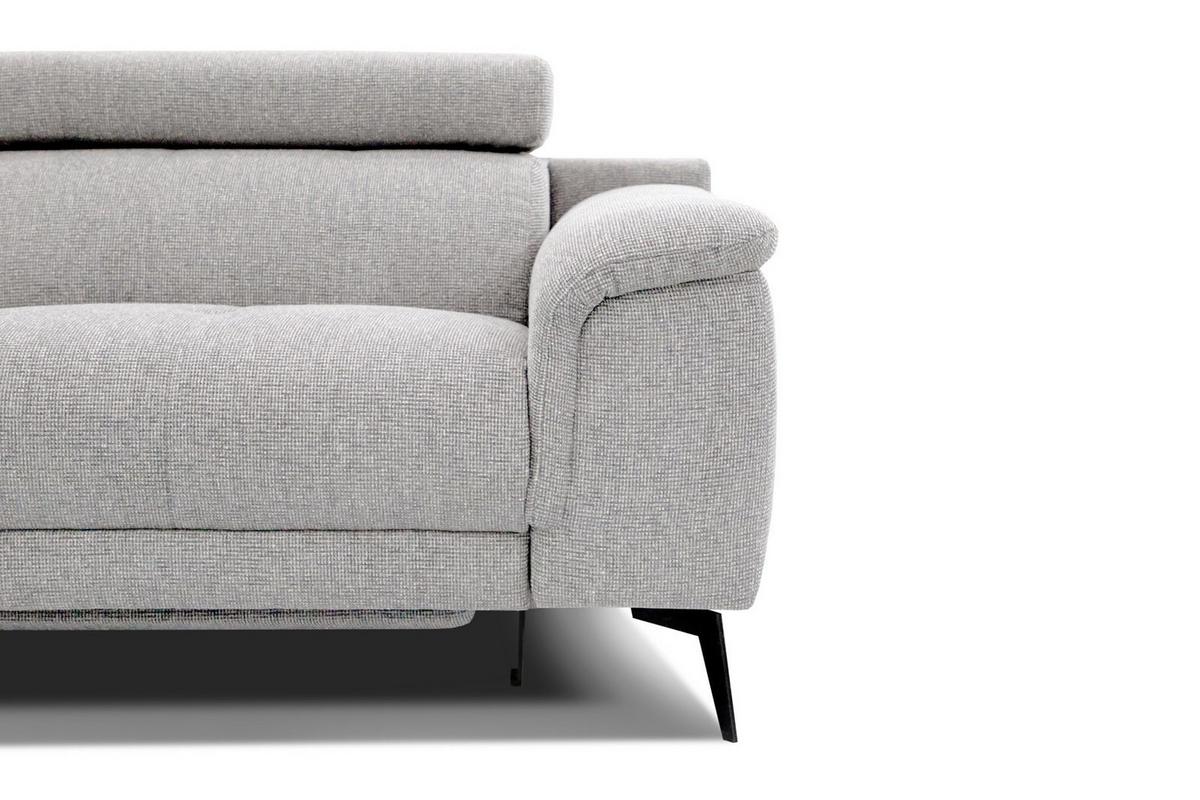 RELAXSOFA FIERO 3-Sitzer mit 1 Relaxfunktion, hellgrau - Hellgrau/Schwarz, Holzwerkstoff/Textil (212/82/103cm) - Wozimo