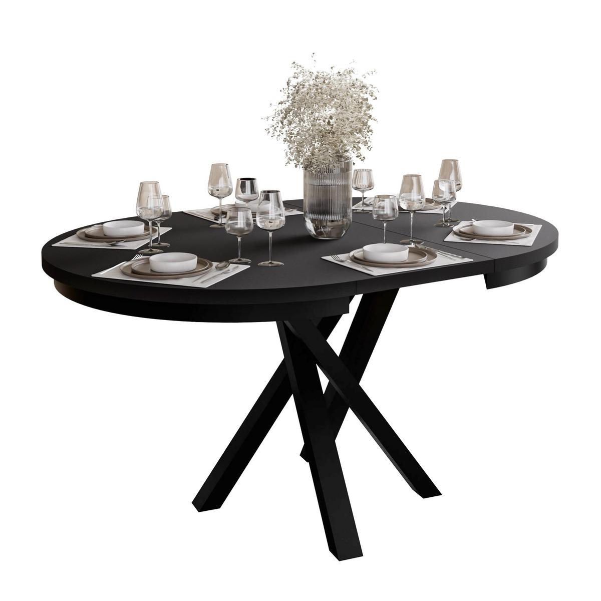 ESSTISCH LUMI, Schwarz - Schwarz, Holzwerkstoff (100/100/75cm) - Lookway