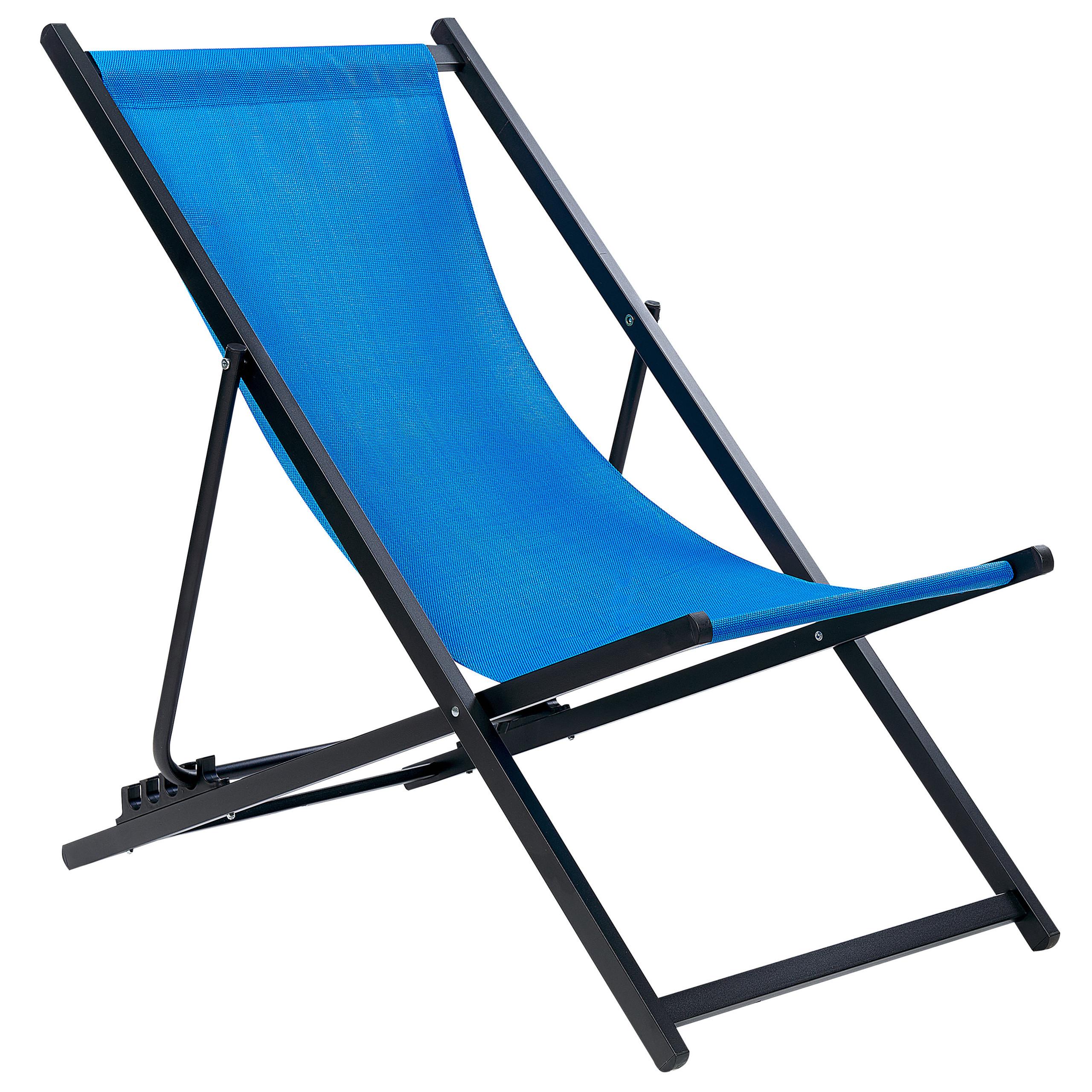 GARTENLIEGE Schwarz/Blau Locri II - Blau/Schwarz, Metall (60/94/100cm) - Beliani