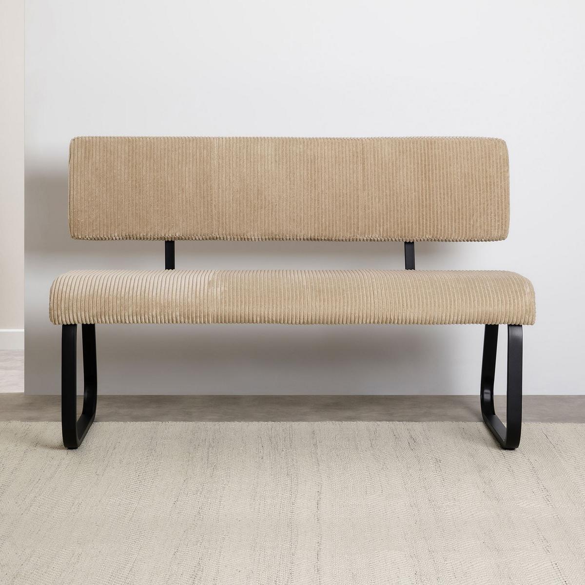 ESSZIMMERBANK MATESE beige - Beige, Textil/Metall (135/88/58cm) - IDIMEX