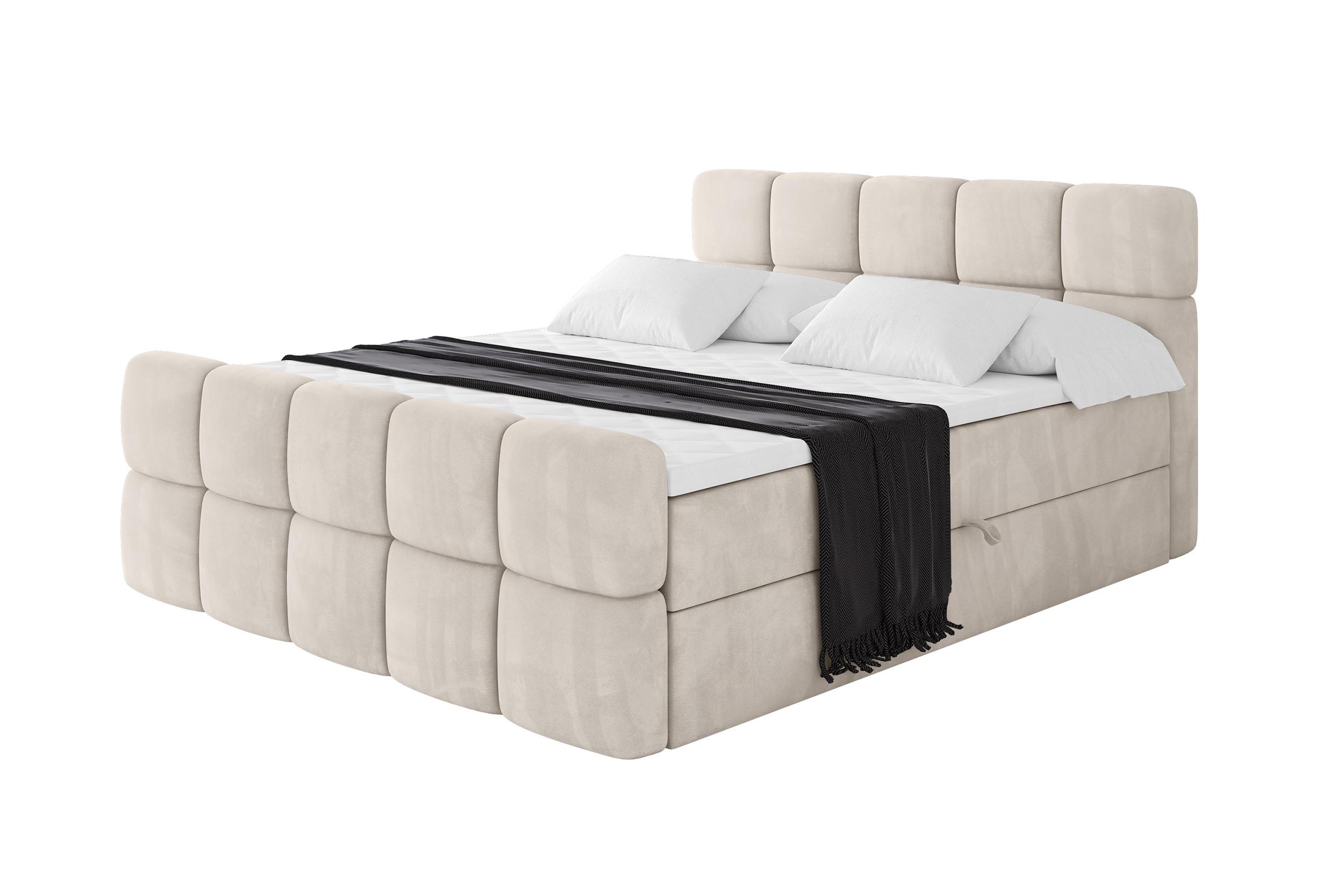 BOXBETT mit Matratze H4 - FAMA-Z - 120x200 cm Beige Casablanca - Beige, Holzwerkstoff - ALTDECOR