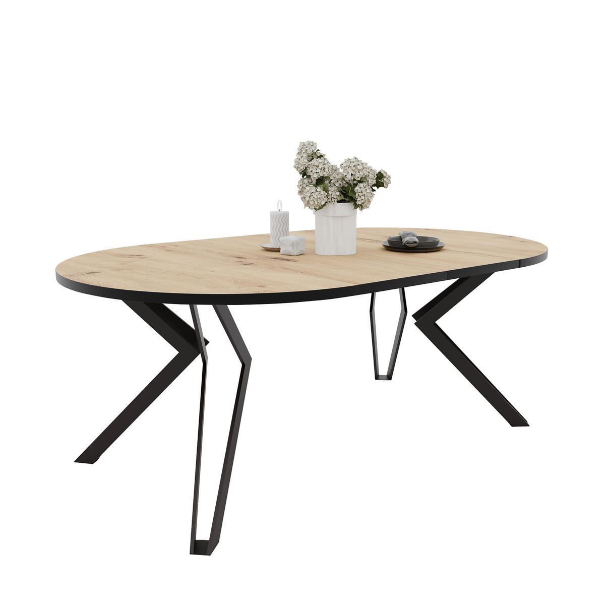 ESSTISCH ausziehbar aus MDF, Braun - Hellbraun/Schwarz, Holzwerkstoff (100/100/76cm) - Idohome