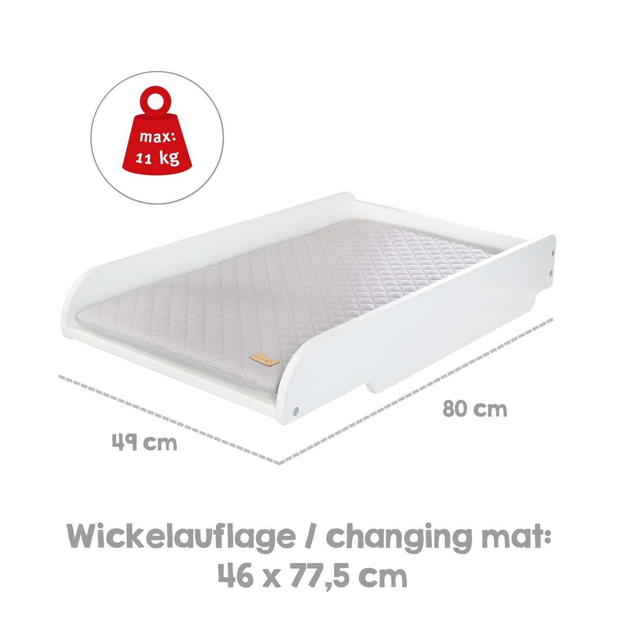 WICKELPLATTE inkl. Wickelauflage roba Style grau - Hellgrau/Weiß, Holzwerkstoff/Textil (80/14/49cm) - Roba