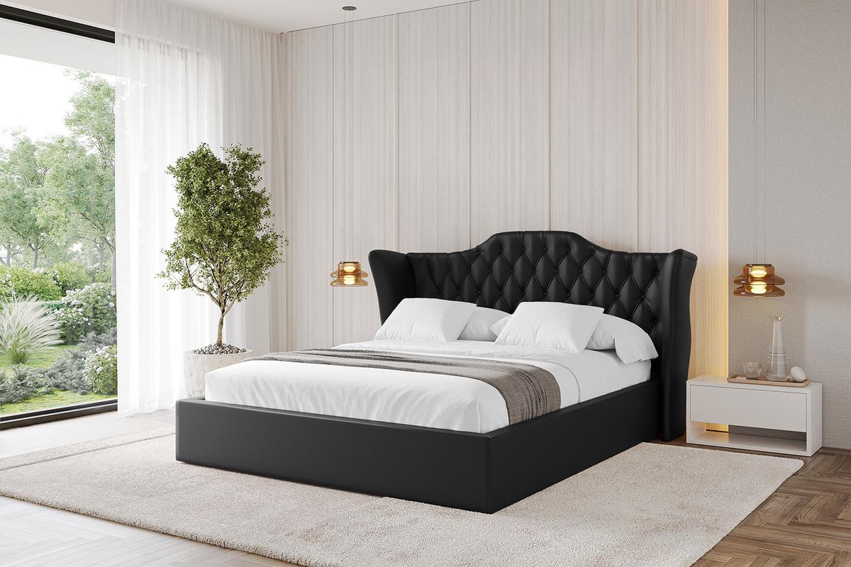POLSTERBETT mit Bettkasten und Lattenrost, Boxbett ohne Matratze - ZORAN 140x200 Schwarz Kunstleder - Schwarz Hochglanz, Holzwerkstoff/Textil (140/200cm) - ALTDECOR