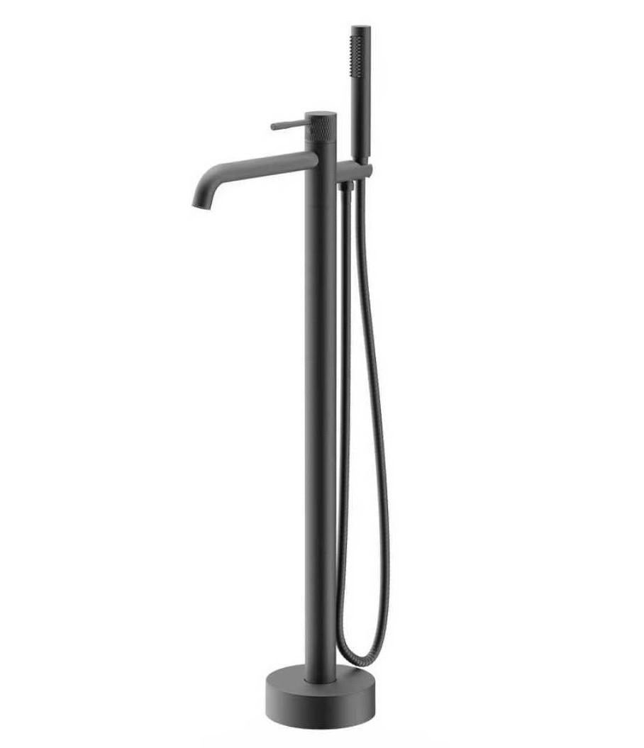 BADEWANNENARMATUR Ural freistehend Schwarz Matt - Schwarz, Metall (16/99/24cm) - Badplaats