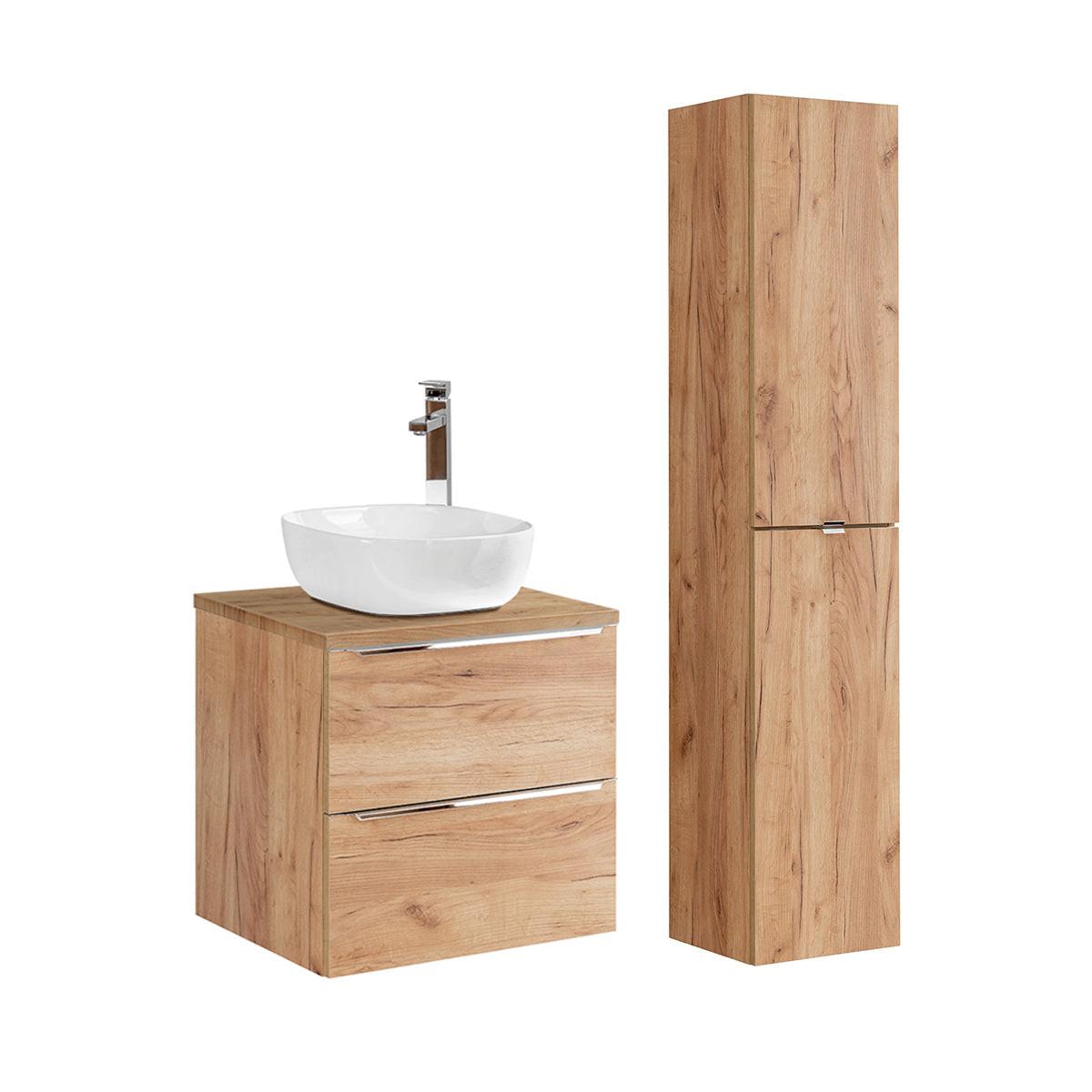BADMÖBEL 60.4cm April 2er-Set Holz - Braun, Holzwerkstoff (60.4/59/46cm) - Petits-meubles