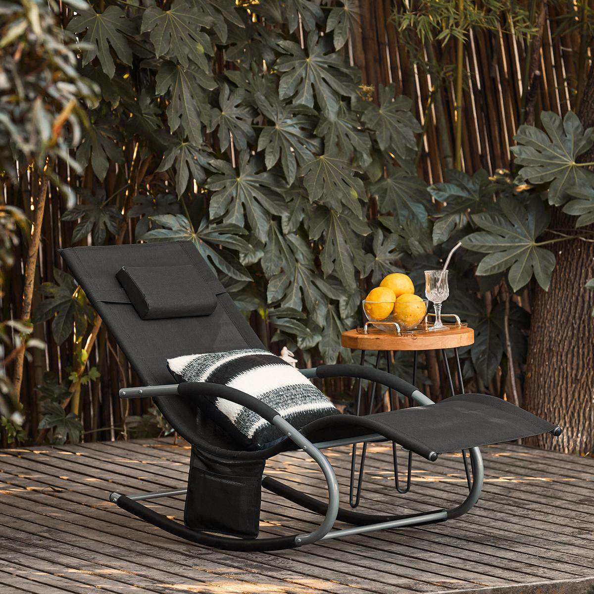 SONNENLIEGE 2 Personen, Gartenliege bis 150kg, Schwarz - Schwarz, Metall (63/87/150cm) - SoBuy