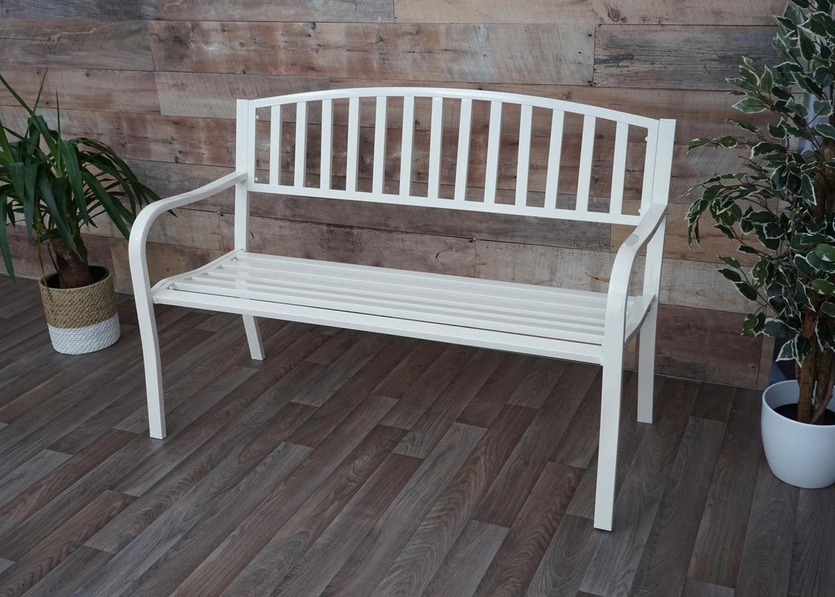 GARTENBANK Weiß - Weiß, Metall (128/87/58cm) - MCW