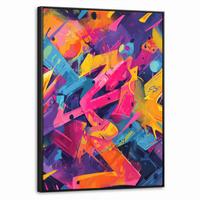LEINWAND Bilder mit Rahmen - Abstrakt - Formen - Farbenfroh - 60x80 - Magenta, Textil (60/80cm) - MuchoWow