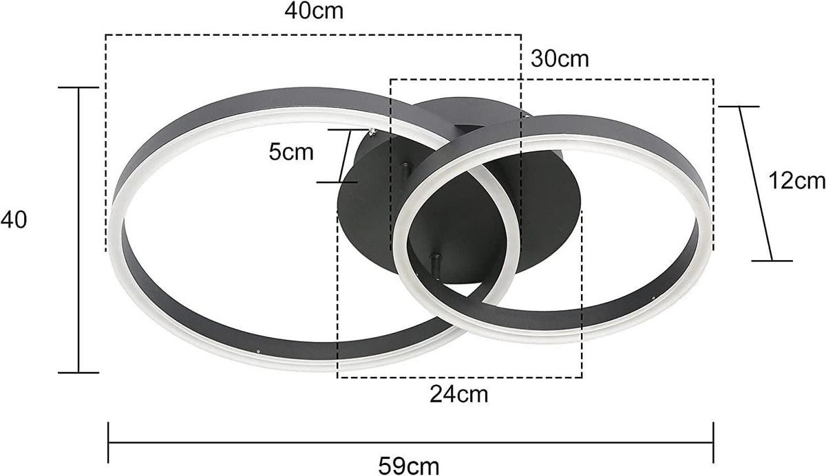 LED-DECKENLEUCHTE Puls 59/40/12 cm - Schwarz, Metall (59/40/12cm) - Nettlife