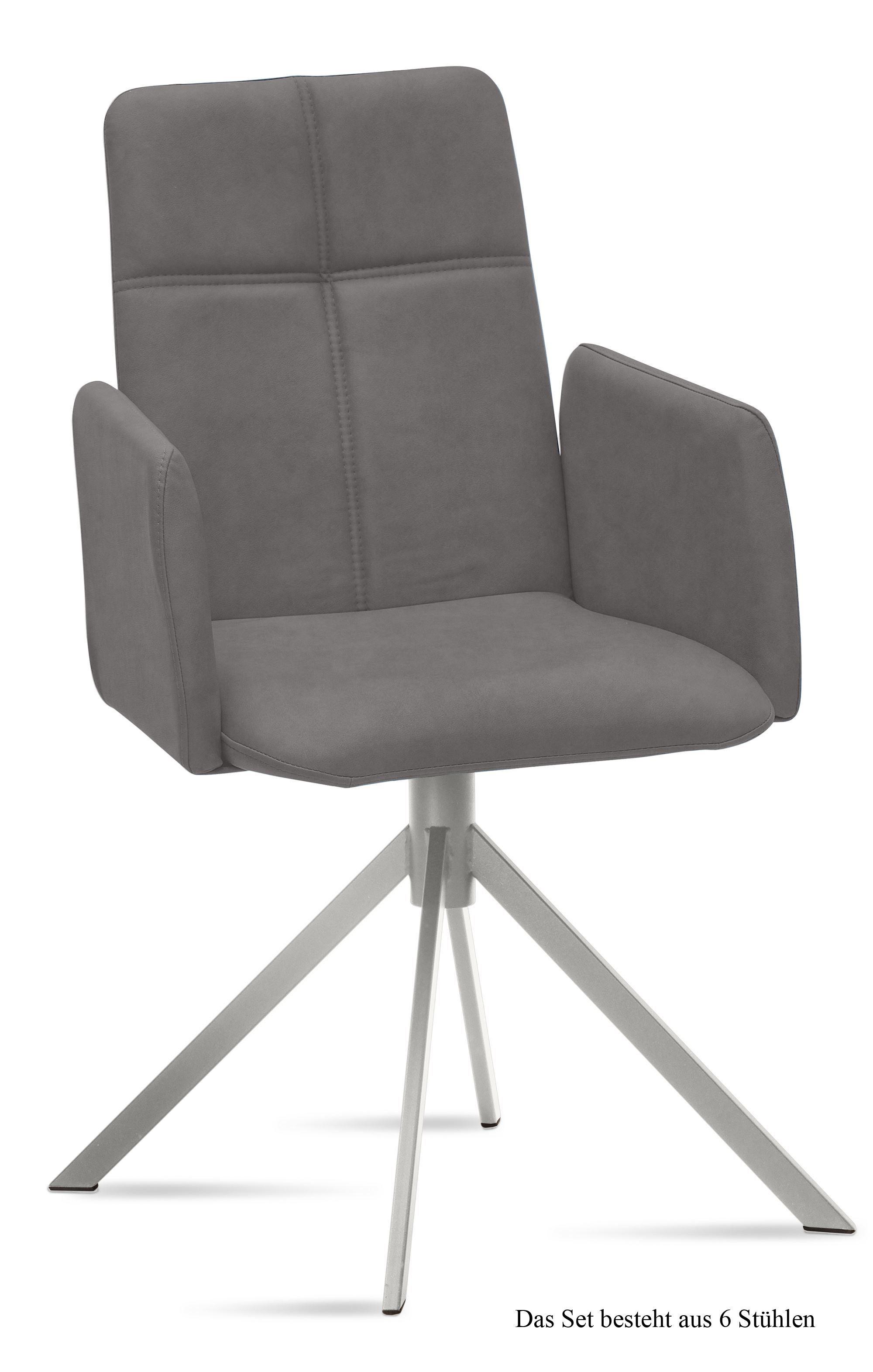 ARMLEHNSTUHL (6er-Set) Dorisa 52x92x60 Edelstahl/Grau - Edelstahlfarben/Grau, Kunststoff (60/92/52cm) - 58aufmkessel