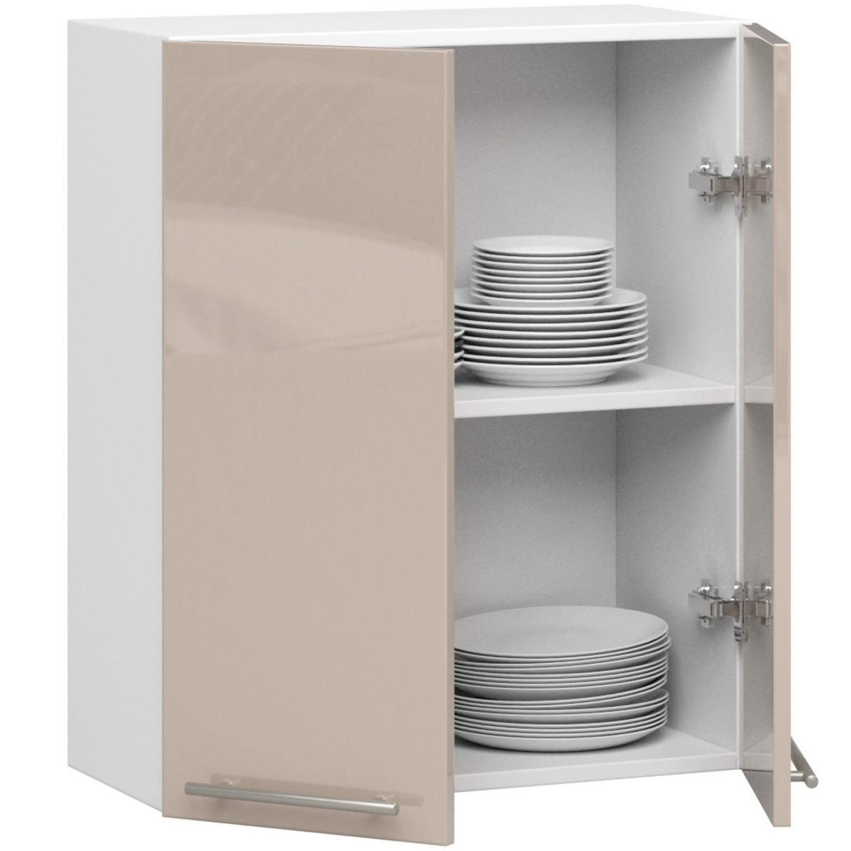 HÄNGESCHRANK Weiß, Cappuccino Glanz 72/60/30 - Weiß/Cappuccino, Holzwerkstoff (60/72/30cm) - RAUMHIRSCH FURNITURE