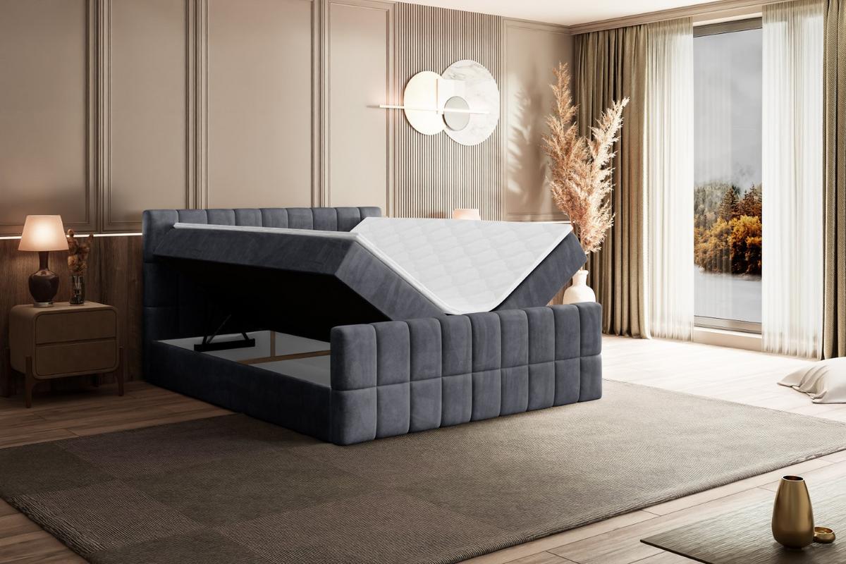 BOXBETT MIAMI-Z - 120x200 cm - H3 - Dunkelgrau - Dunkelgrau, Holzwerkstoff (120/200cm) - ALTDECOR
