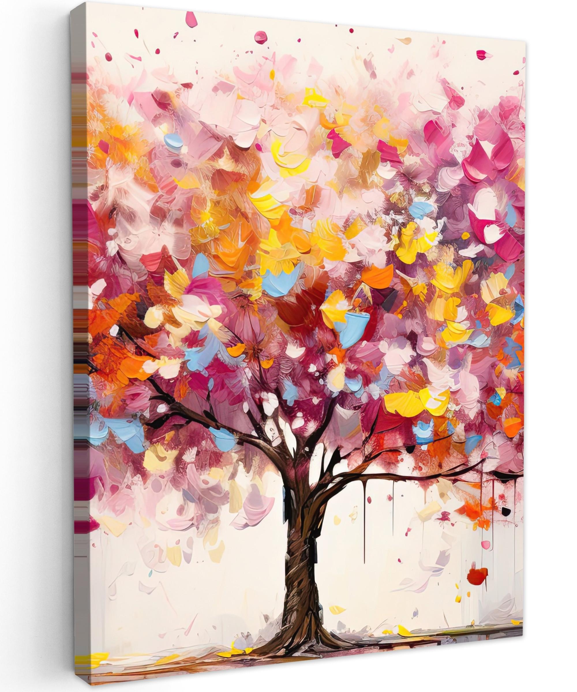 LEINWANDBILD Aquarell - Baum - Kunst - Abstrakt Room Decor 30x40 cm - Rosa, Textil (30/40cm) - MuchoWow