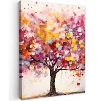 LEINWANDBILD Aquarell - Baum - Kunst - Abstrakt Wandbild Wohnzimmer 60x80 cm - Rosa, Textil (60/80cm) - MuchoWow