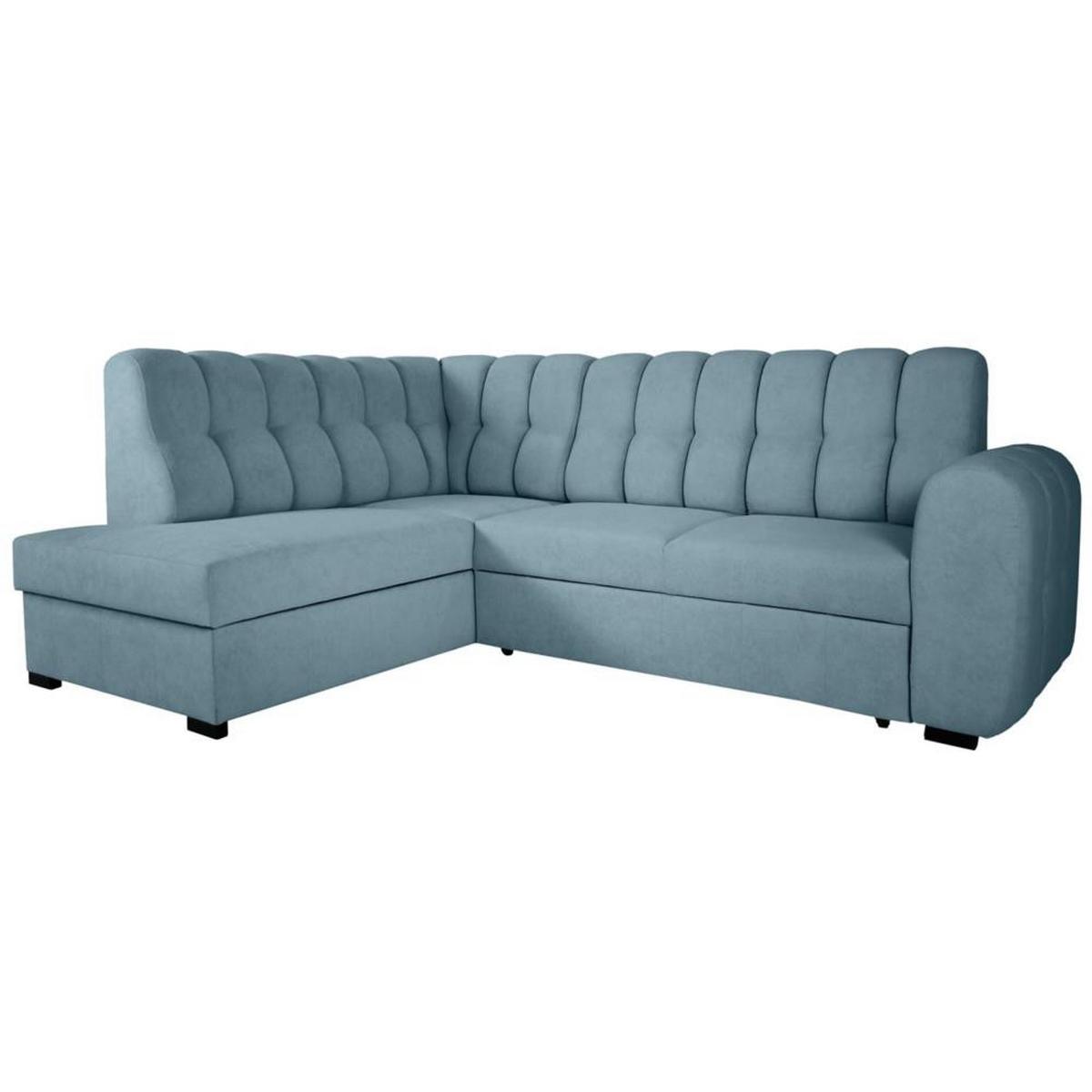 ECKSCHLAFSOFA Zoja links hellblau - Schwarz/Hellblau, Textil (261/193cm) - Beautysofa