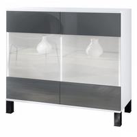 KOMMODE Bari Grau Hochglanz - Grau, Holzwerkstoff (92.5/84.5/35cm) - Vladon
