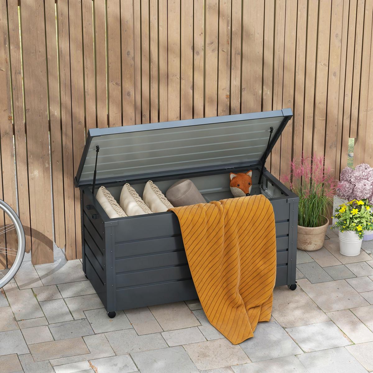 GARTENBOX Verzinkter Stahl Dunkelgrau - Dunkelgrau, Metall (62/66/120cm) - Outsunny