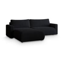 ECKSOFA TURIN N Schwarz Bucle-Stoff mit Schlaffunktion - Schwarz/Grau, Holz/Kunststoff (265/183cm) - MASSENO