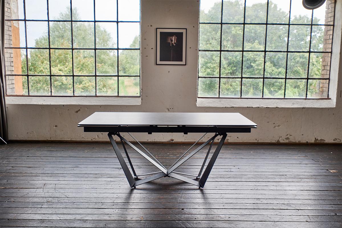 ESSTISCH ISTAR Grau Glas - Schwarz/Grau, Glas/Metall (90/180/76cm) - KAWOLA