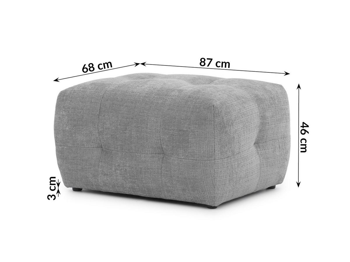 POLSTERHOCKER Kozy im Bumpy-Design aus weichem Hellgrau Chenille-Stoff - Hellgrau/Schwarz, Holz/Textil (87/46/68cm) - S-Style Möbel