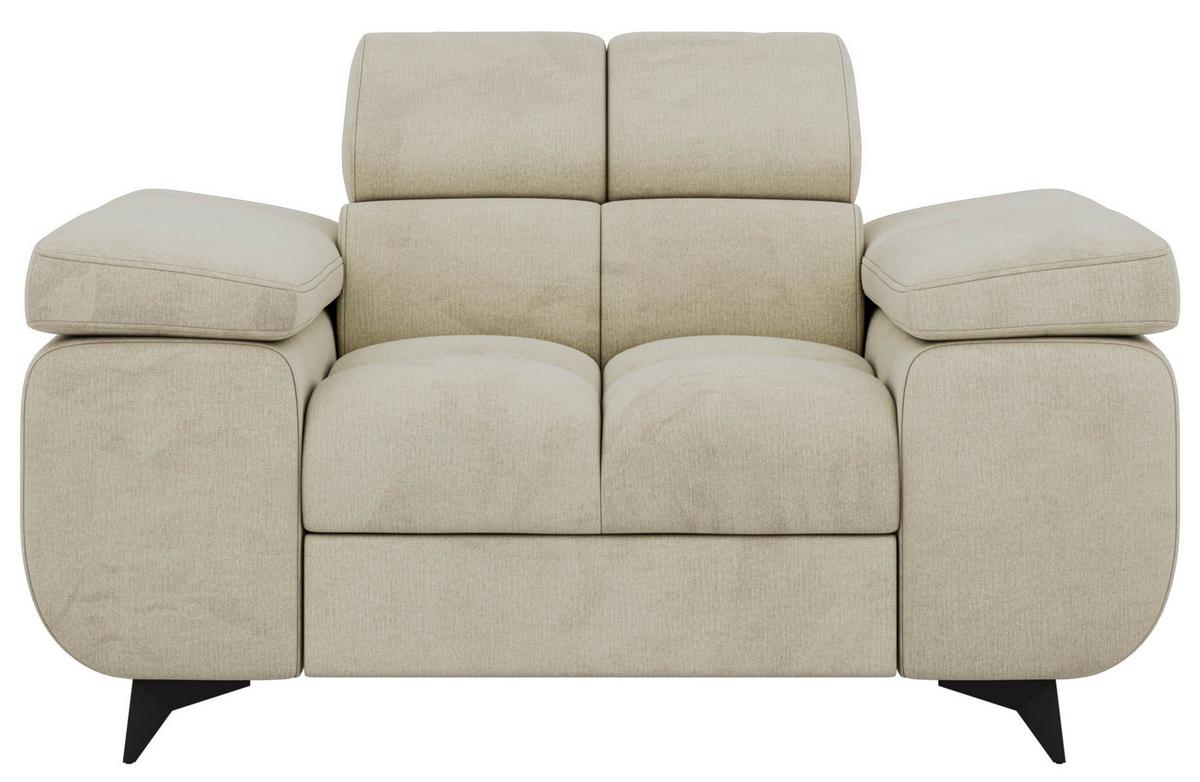 SESSEL NIDELLO - Beige Velvet - Beige/Schwarz, Textil/Metall (130/70/97cm) - MKS