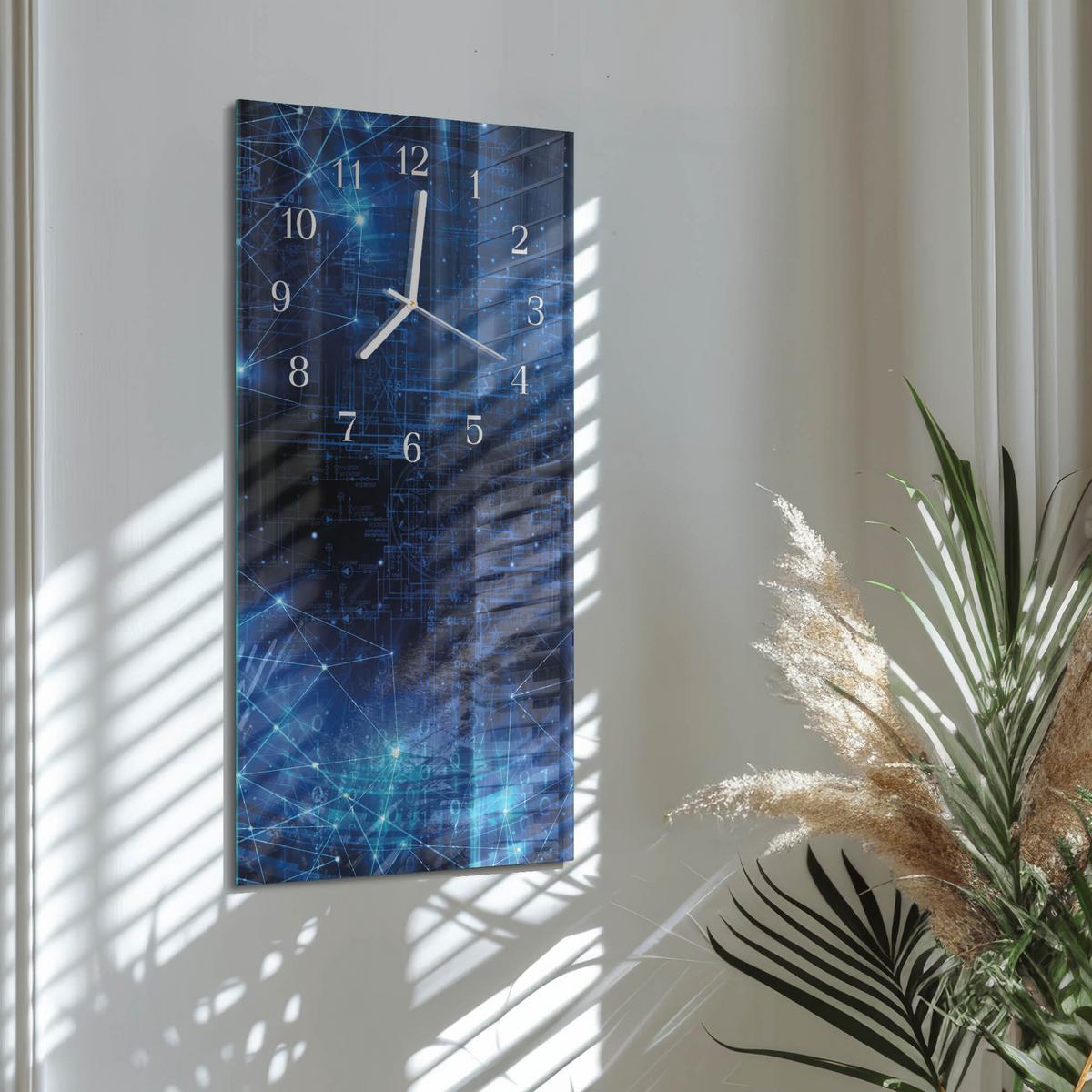 WANDUHR aus Glas 30x60 cm - Matrix - Blau, Glas (30/60/0.4cm) - TULUP