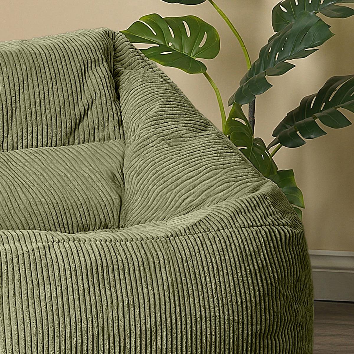 SITZSACK Cord Sessel Natalia mit Hocker - Salbeigrün, Textil (97/73/84cm) - icon