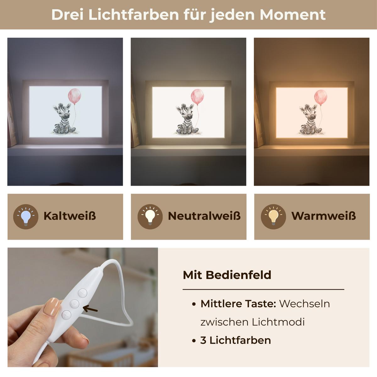 NACHTTISCHLAMPE Zebra - Baby - Tiere - Rosa Luftballon 20x15 cm - Weiß, Holzwerkstoff (8/20/15cm) - OnlyWow