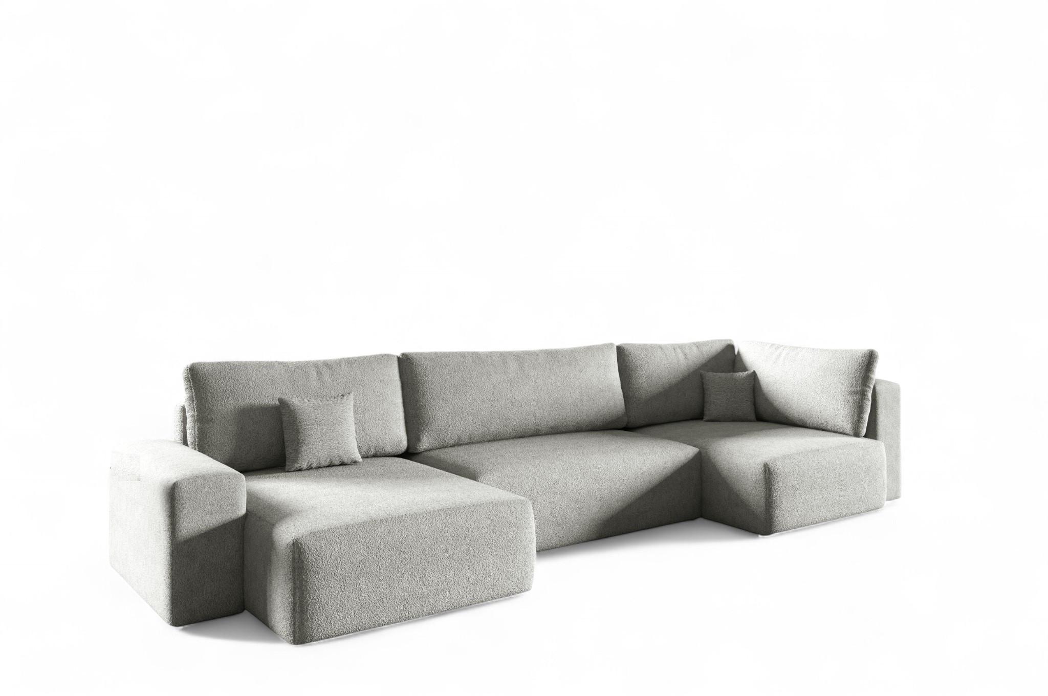 WOHNLANDSCHAFT Arona Xl - Hellgrau, Holzwerkstoff/Textil (148/70/397cm) - Fun Möbel