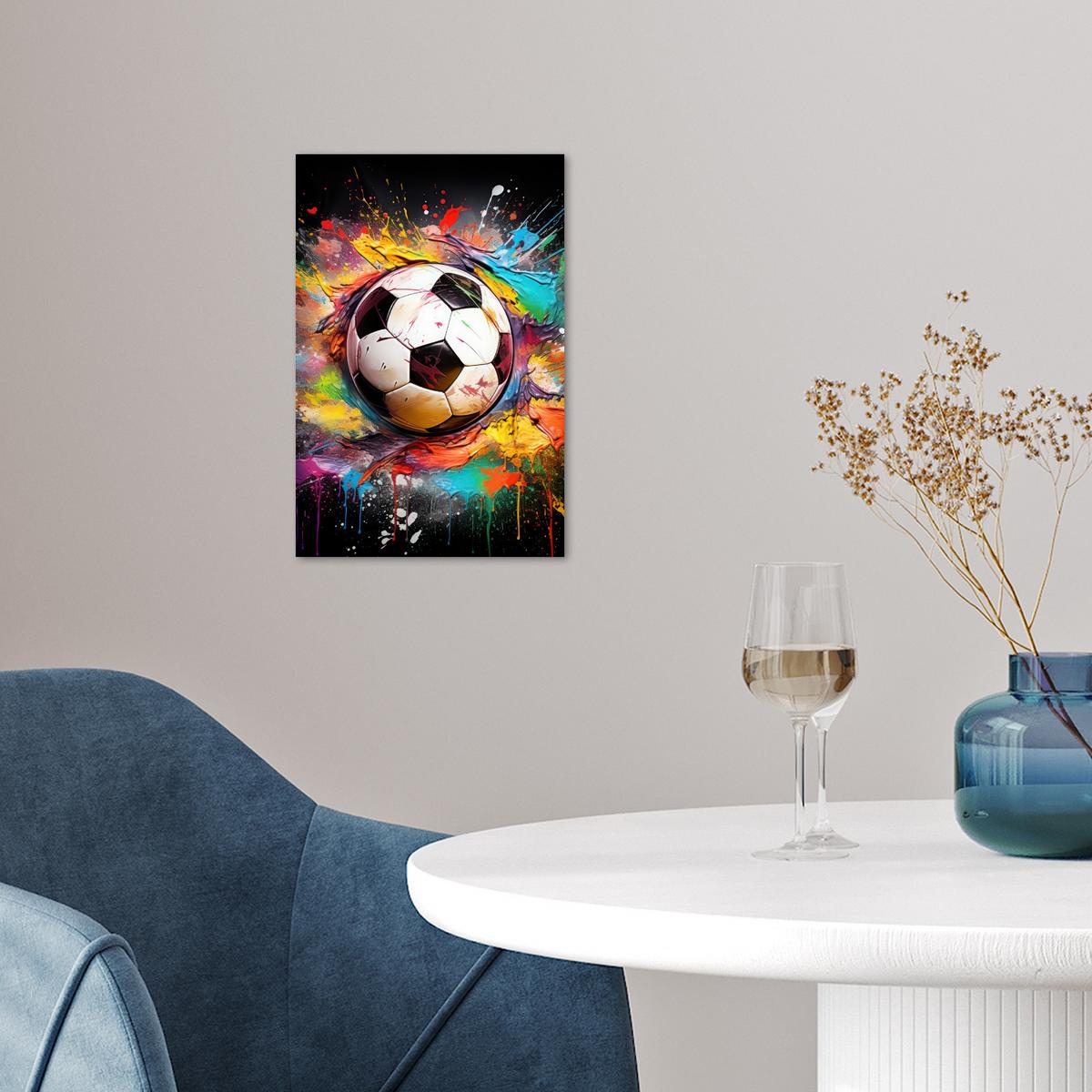 POSTER Fußball - Farbe - Farben - Schwarz - Weiß Room Decor 20x30 cm - Weiß, Papier (20/30/0.1cm) - MuchoWow