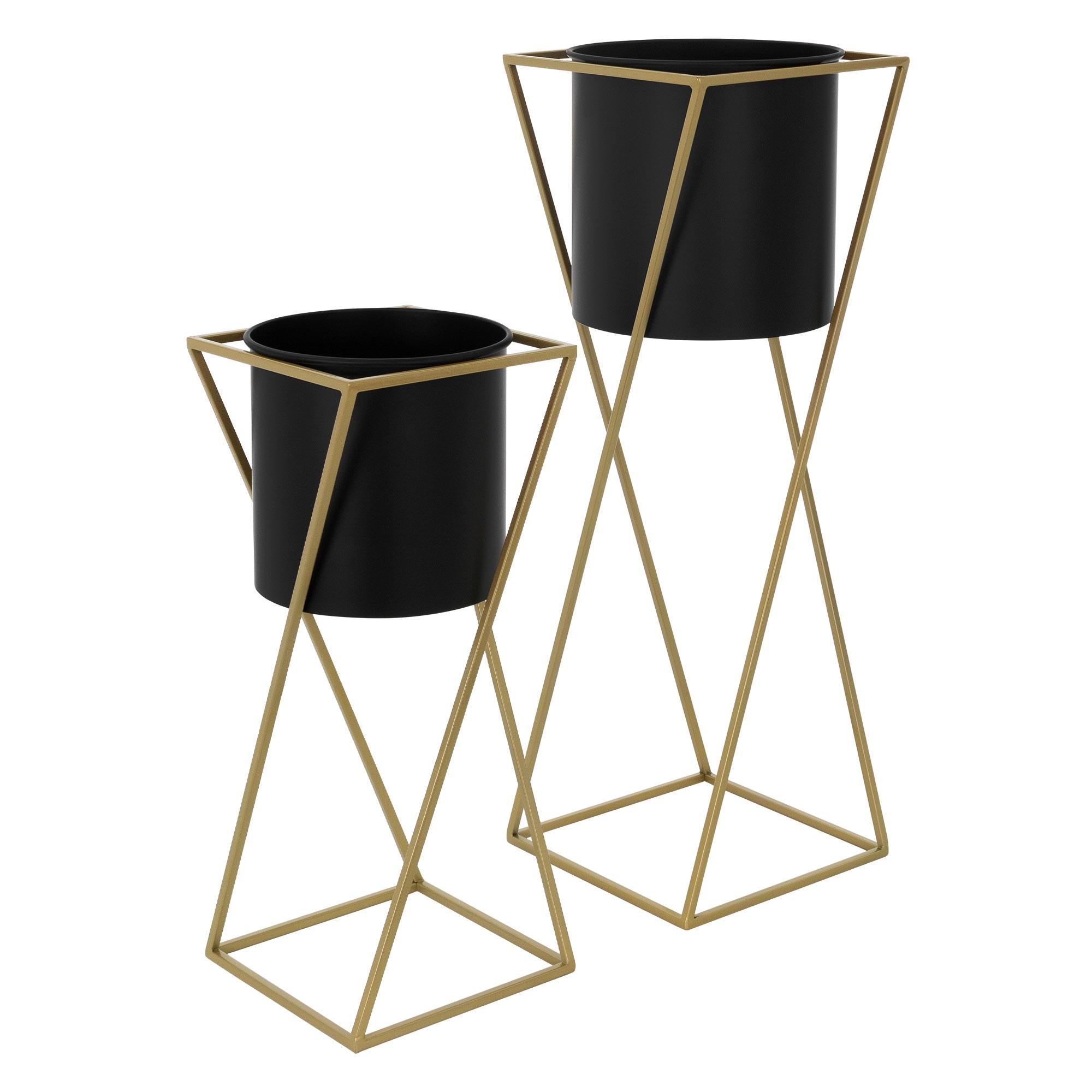 BLUMENSTÄNDER 2er Set - Goldfarben/Schwarz, Metall (24/24/70.5cm) - ML-DESIGN