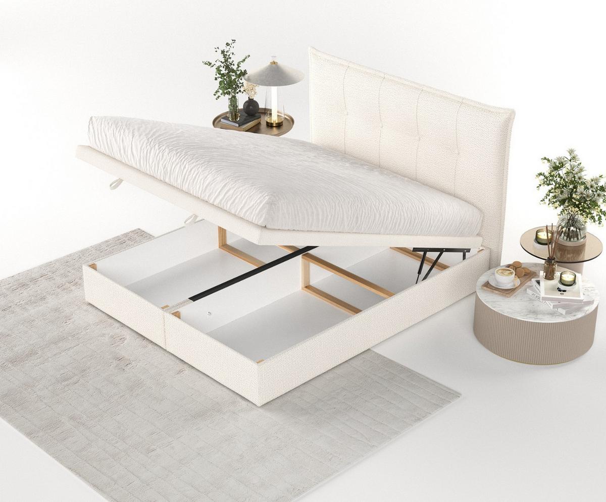 POLSTERBETT Liano mit Stauraum 180/200 cm Creme im Alta Stoff - Creme/Schwarz, Holz/Holzwerkstoff (180/200cm) - AltaBeds