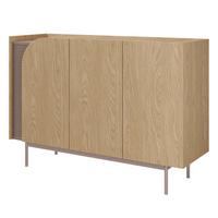 KOMMODE Camel mit 3 Schubladen, geriffeltem Detail, 130 cm, Frühlingseiche + Toffee - Eichefarben, Holzwerkstoff/Metall (132/90/42cm) - Beautysofa