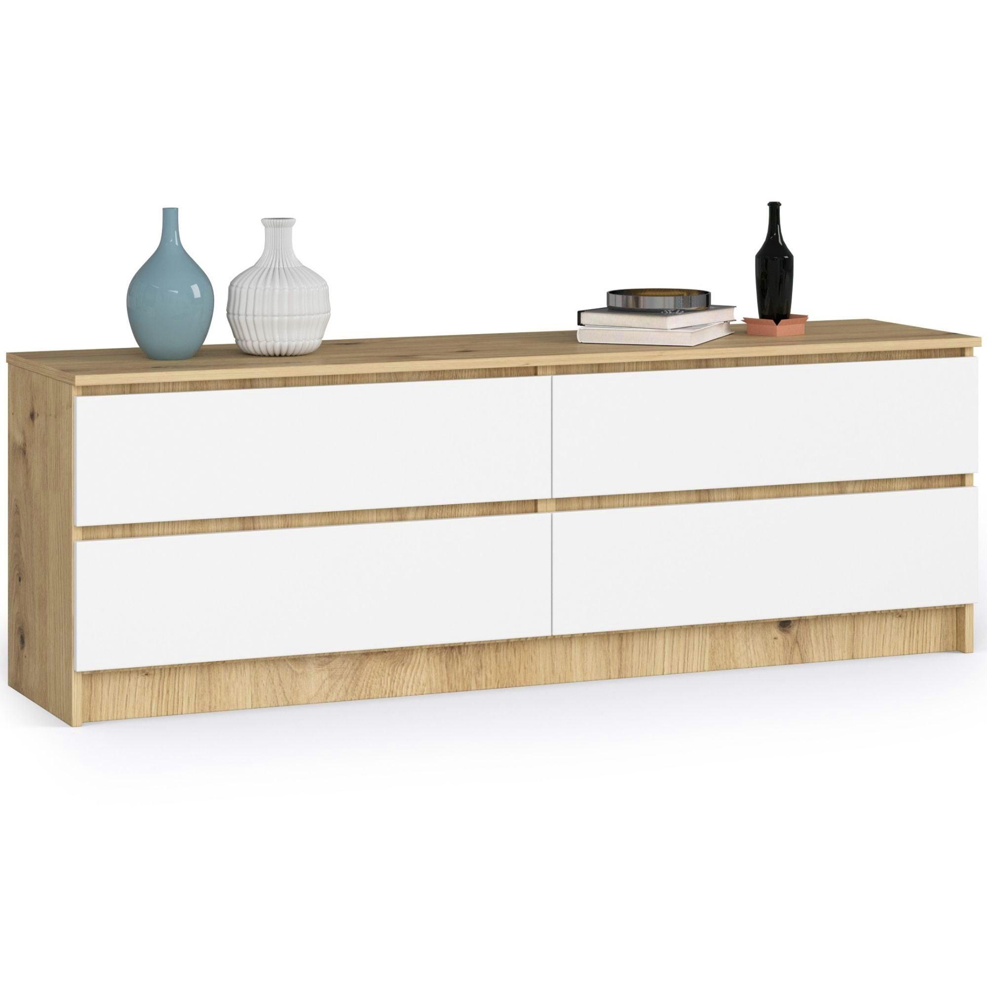 KOMMODE Eiche Artisan, Weiß 55/160/40 - Eiche Artisan/Weiß, Holzwerkstoff (160/55/40cm) - RAUMHIRSCH FURNITURE