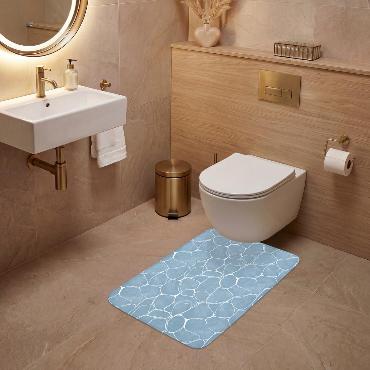 WC-VORLEGER Organisch - Muster - Blau WC Teppich 50x80 cm - Hellblau, Textil (50/1cm) - OnlyWow