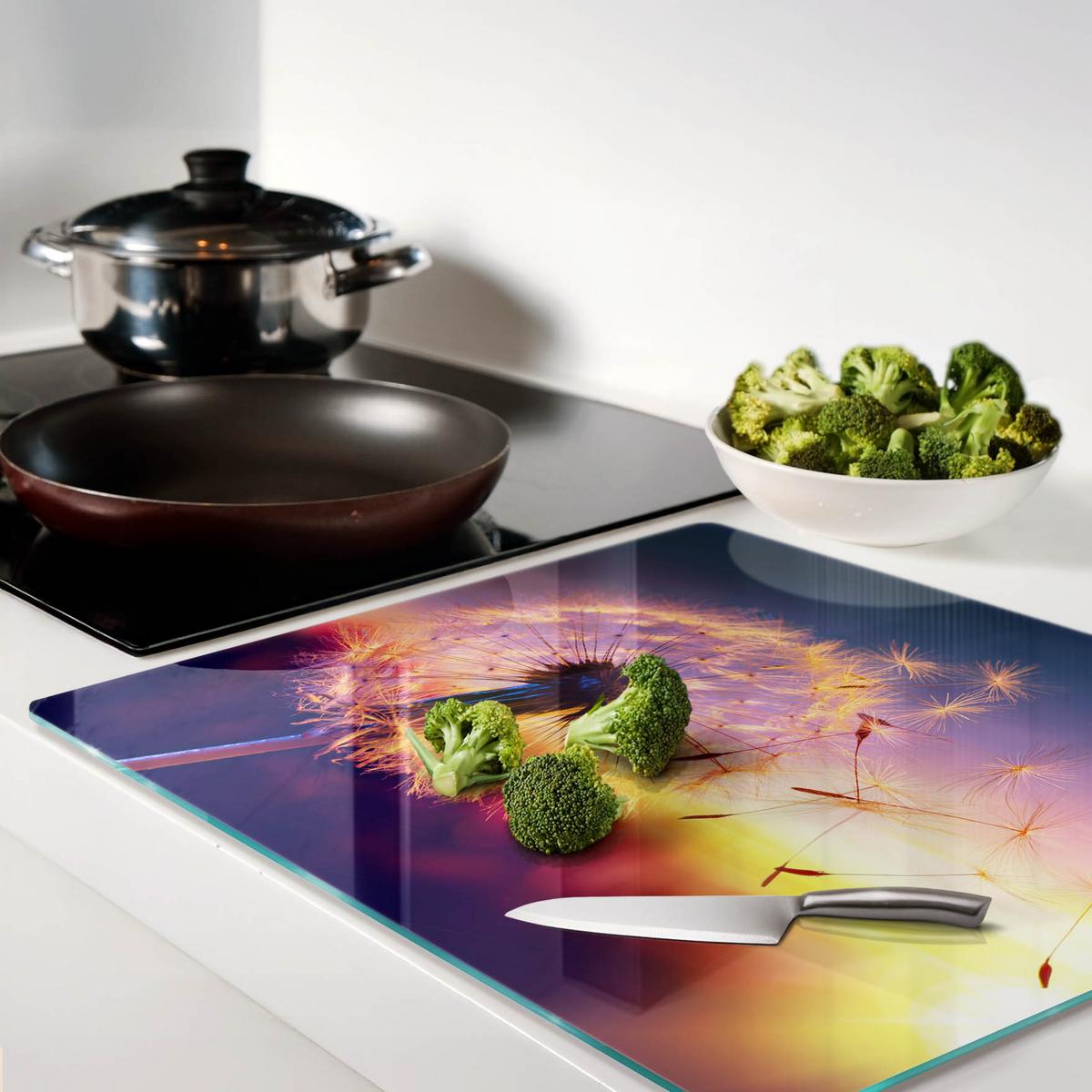 GLASPLATTE 60x52 cm Löwenzahn - Multicolor, Glas (60/0.4/52cm) - TULUP