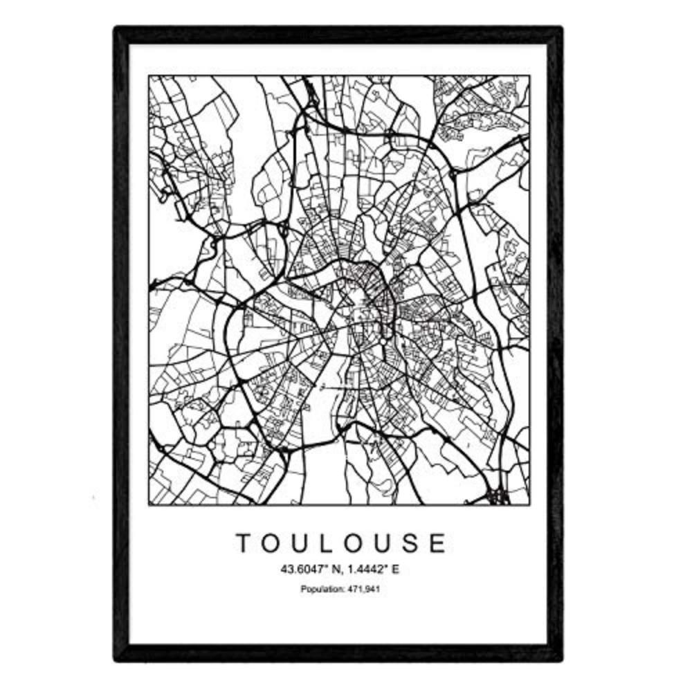 POSTER Toulouse Nordic-Stil A4 Schwarzer Rahmen - Schwarz, Papier (29.7/5/21cm) - Nacnic