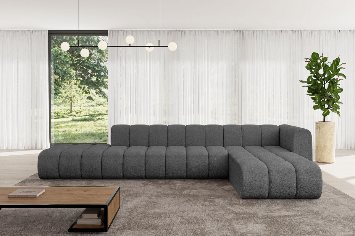 ECKSOFA modulares Sofa Zuvon-L2 - 387x177x70 cm Grau - Grau, Holzwerkstoff/Textil (387/177cm) - ALTDECOR