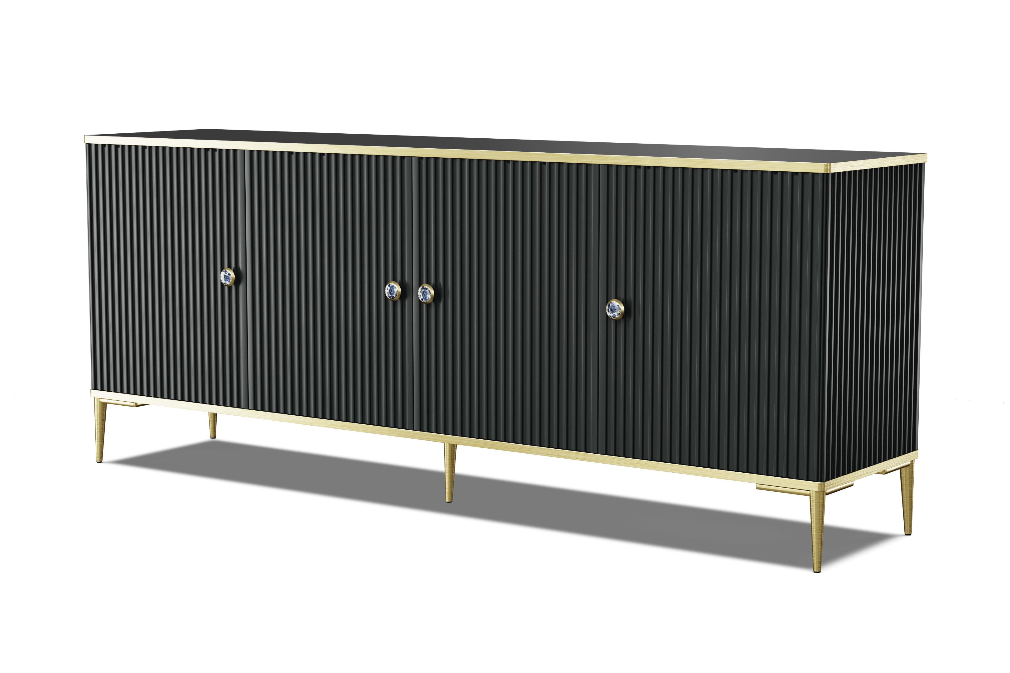 KOMMODE Schwarz, Gold 182/73/40 - Schwarz, Holzwerkstoff (182/73/40cm) - RAUMHIRSCH FURNITURE